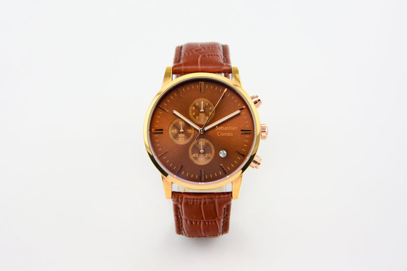 ROSE GOLD CASE - BROWN DIAL - BROWN STRAP WATCH